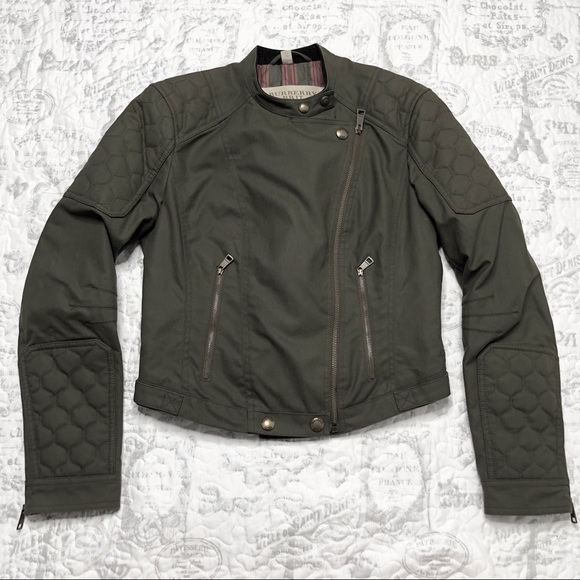 Burberry Jackets & Blazers - Burberry Brit Biker Moto Jacket Olive Army Green